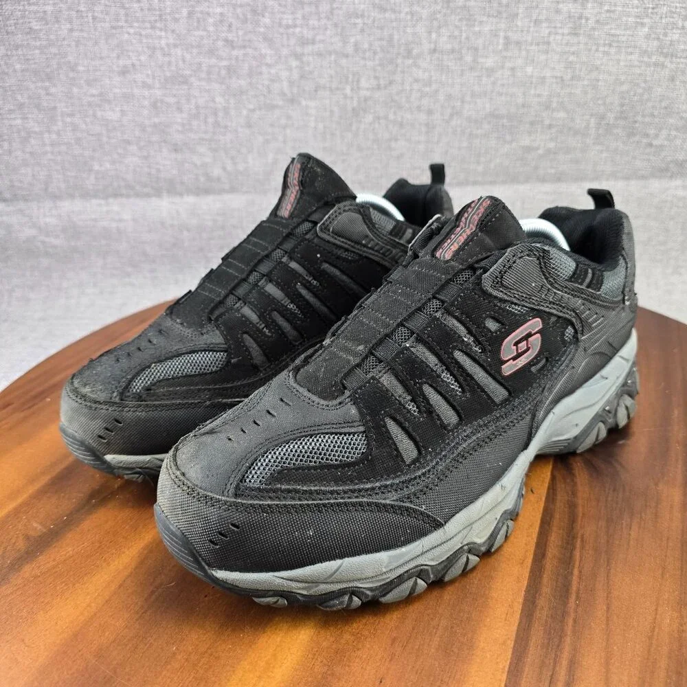 Skechers Mens Size 10 Athletic Sneakers Shoes Black Mesh & Leather Upper‎
